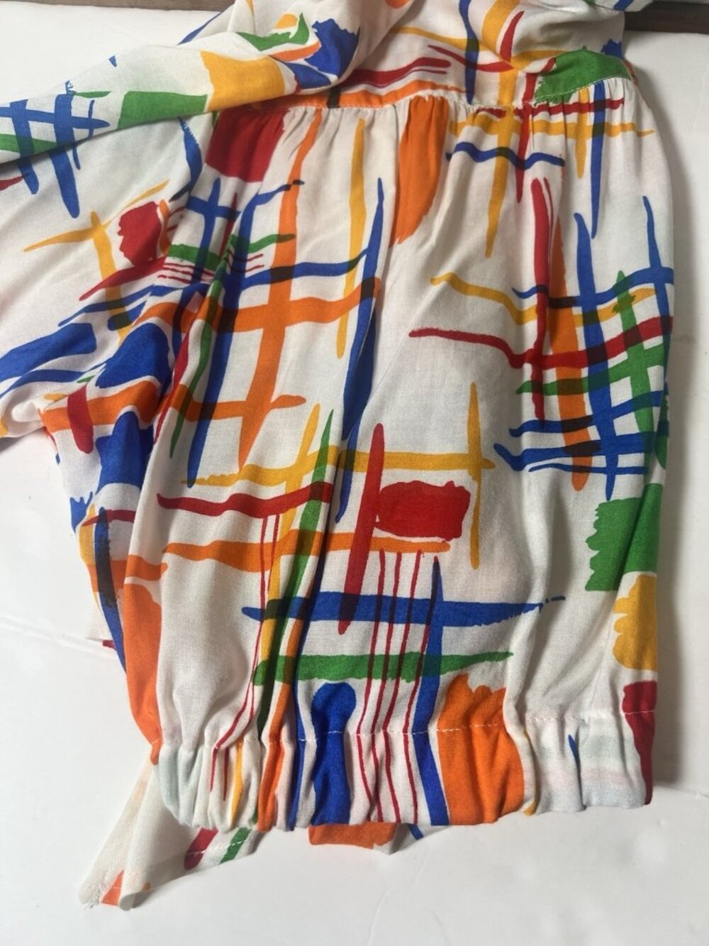 Water Button Up Shirt Womans M Abstract Art To Wear Dopamine Cropped Front Tie - Picture 5 of 5